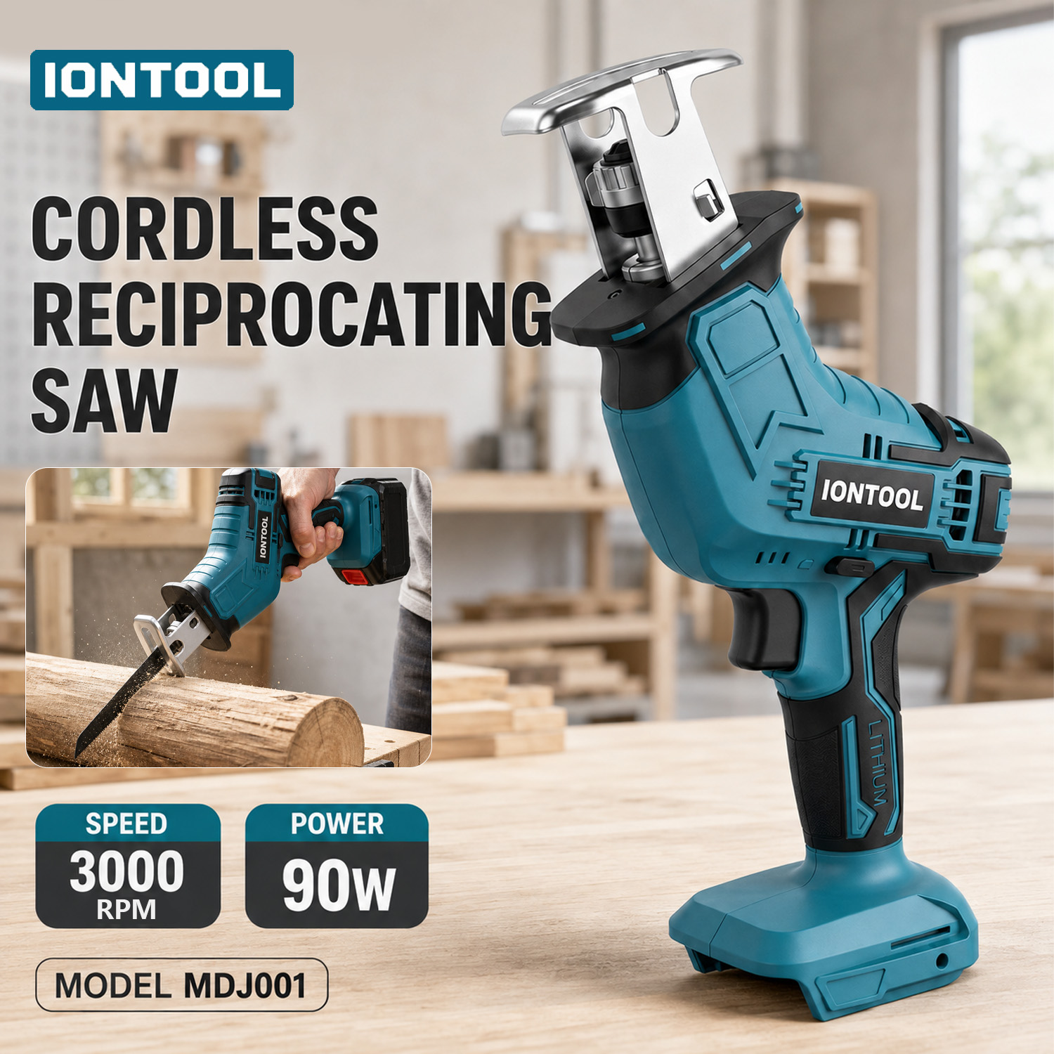 Lumber Woodworking - IONTOOL 18V 90W 3000SPM Ultraleichte Handkreissäge