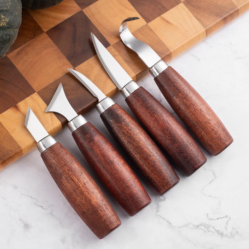 Woodworking Project - 5-teiliges Holzschnitz-Meißel-Set - Professionelle Holzbearbeitungs-Schneidwerkzeuge für