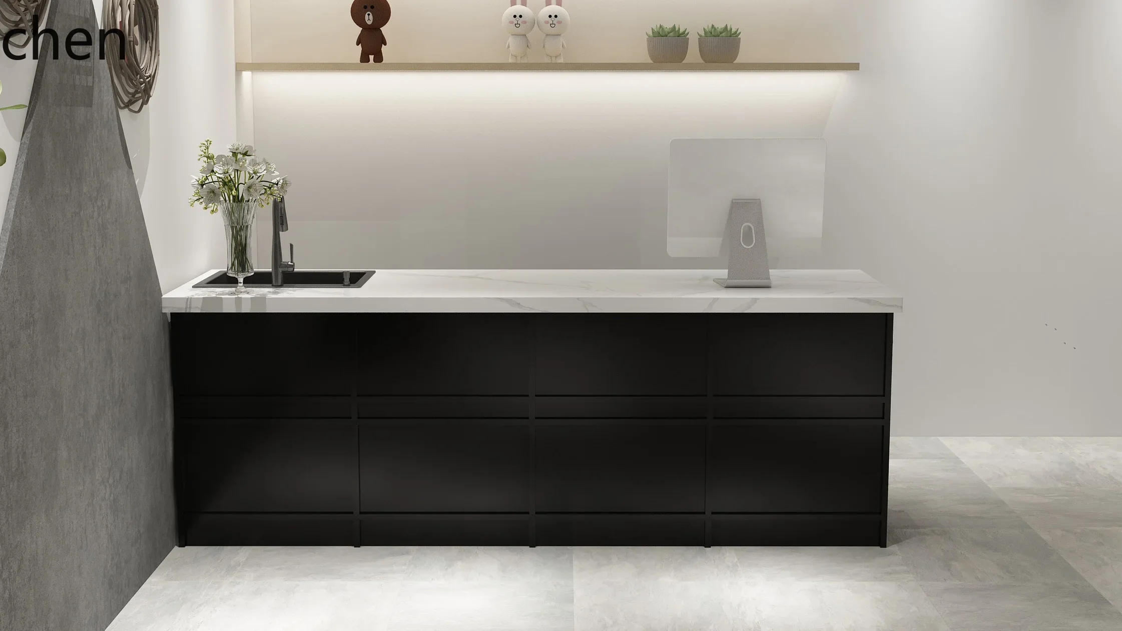 Wood Woodworking - TQH7.2 Blumenladen Floristik-Arbeitsplatz Spezieller Kassentresen Empfangstheke