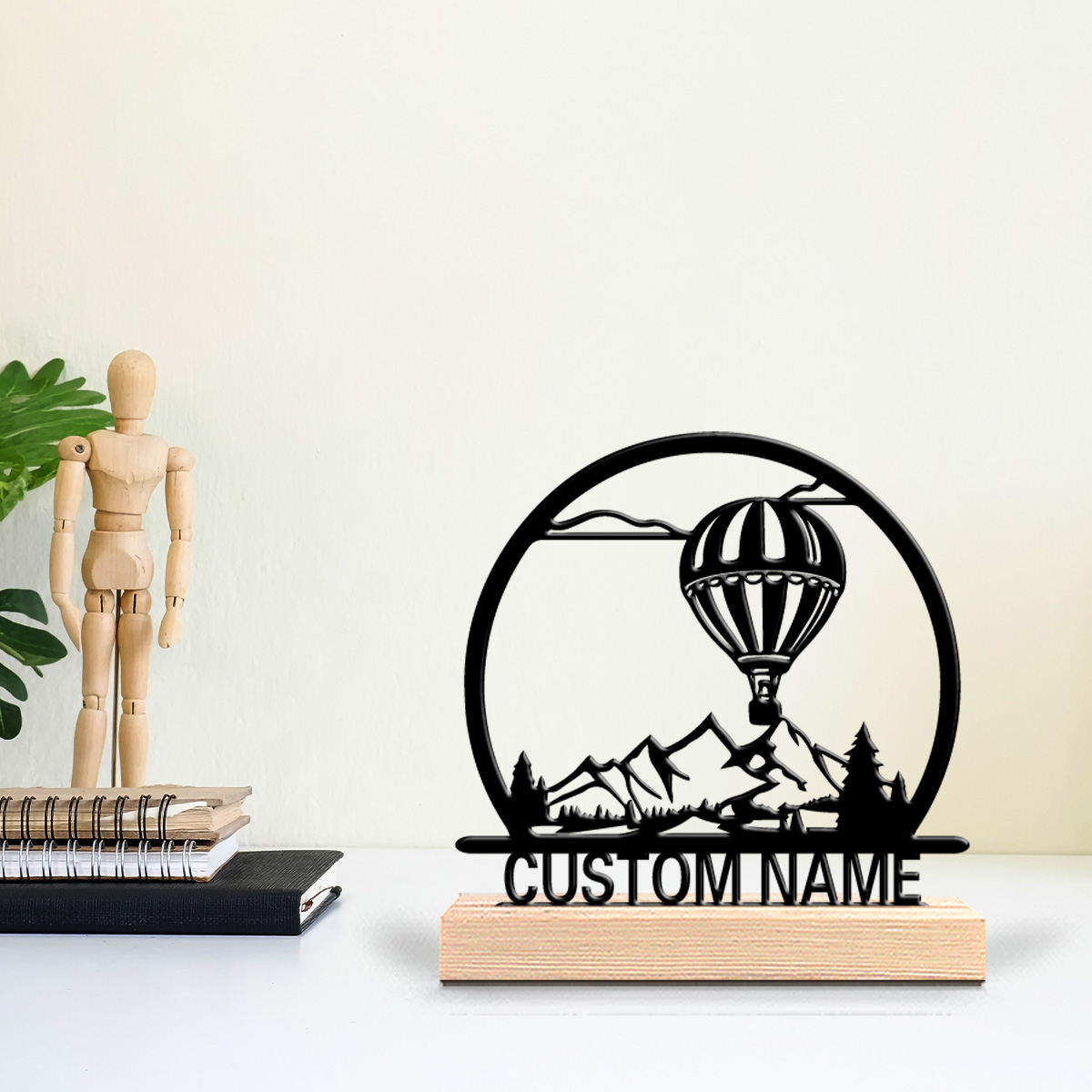 Wood Woodworking - 1 Stück Heißluftballon mit individuellem Namen,