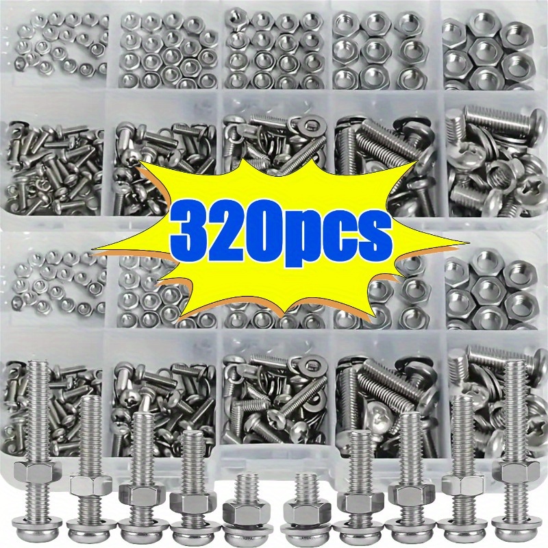 Woodworking Shop - Sechskantmuttern- und Schraubenset - 320 Stück/120
