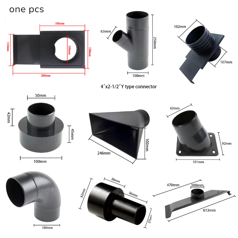 Woodworking Vacuum System - Holzbearbeitungs-Staubsammel-Set für Industriestaubsaugersysteme: PVC-Winkelstücke, T-Stücke, Reduzierstücke,