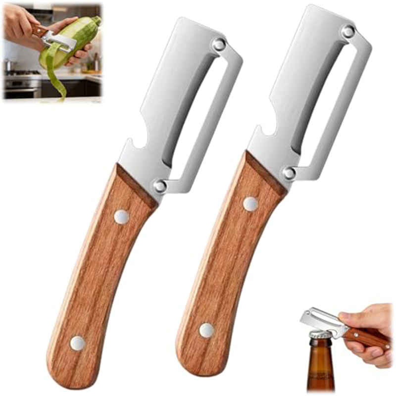 Woodworking Project - Edelstahl-Küchenschäler Gemüseschäler mit Holzgriff zum Schälen